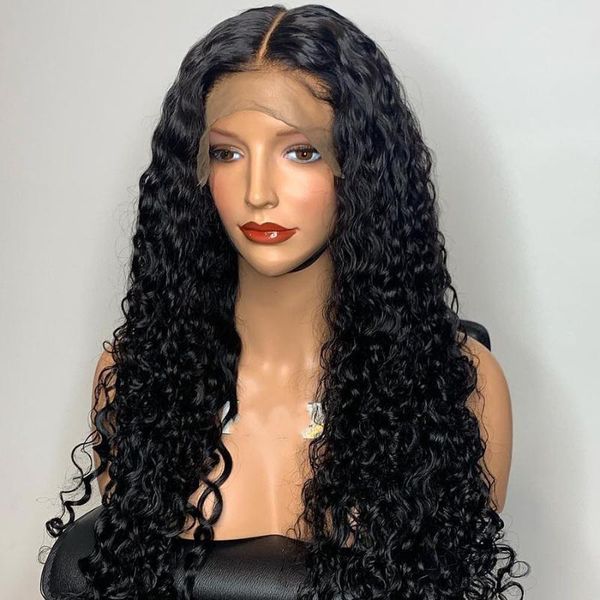 

lace wigs glueless deep body wave black 13x4lace front human hair wig for women with babyhair preplucked brazilian remy can dye curly soft, Black;brown