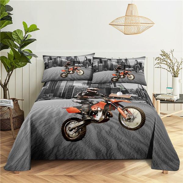 

sheets & sets motorcycle 0.9/1.2/1.5/1.8/2.0m digital printing polyester bed flat sheet with case print bedding set