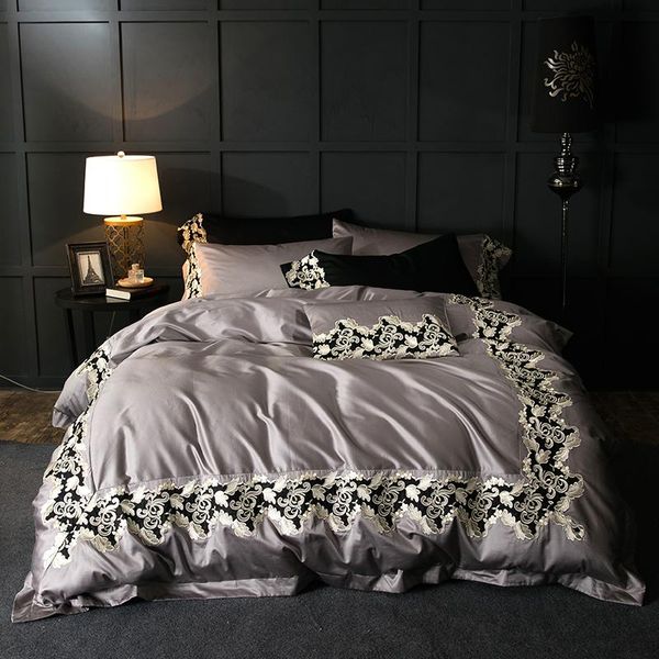 

bedding sets 4/6/7pcs high tc egypt cotton artistic charm luxury set embroidery duvet cover bed sheet  pillowcases size king