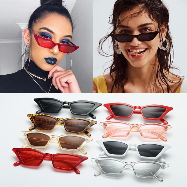 

sunglasses 2021 fashion women glasses small frame cat eye uv400 sun shades street eyewear female, White;black