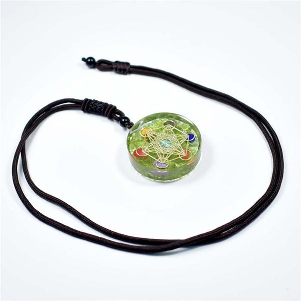 

pendant necklaces orgone 7 chakra natural tourist souvenir necklace flower of life energy center sign metatron cube geometry, Silver