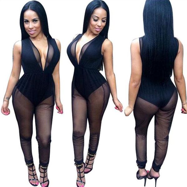 

women's jumpsuits & rompers yl 2021 jumpsuit women fashion style casual skinny full length bodysuit womens plus size, Black;white