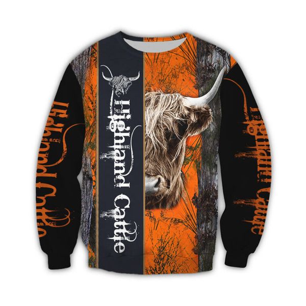 

deer pattern men's 3d printing hoodie visual impact party punk gothic round neck american sweater hoodie, Black