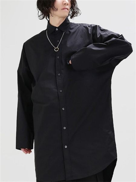 

men's casual shirts shirt mid-length dark loose silhouette, White;black