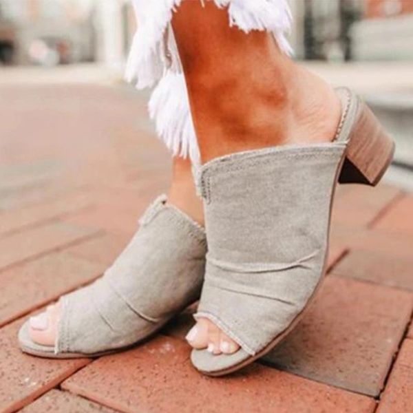 

slippers ladies farbic leopard thick high heels comfort shoes woman casual female slides slipper drop women's summer, Black