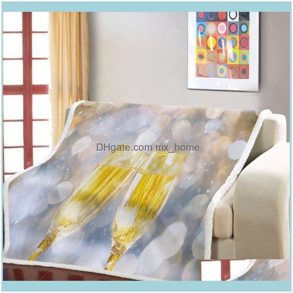 Battaniyeler Tekstil GardenBlankets Moda Şarap Cam Baskı Battaniye Ev Dekorasyon Yatak Odası Sıcak Modern Artı Veet Kalınlaşmış Bırak Teslimat