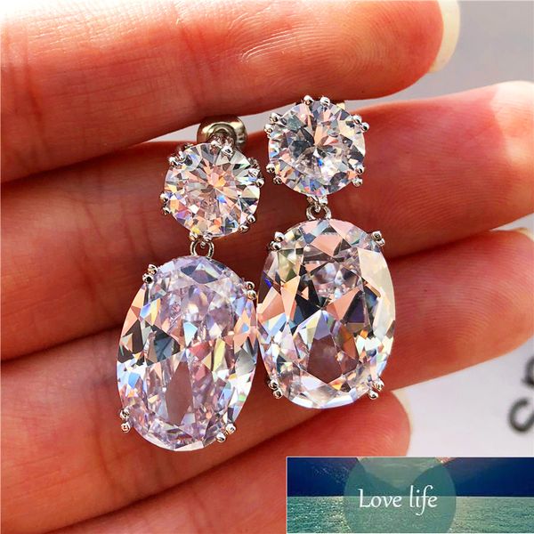 

luxury crystal cubic zircon stud earrings vintage silver color wedding jewelry big stone bohemia earrings for women girl's