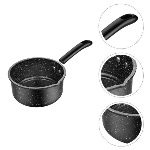 

pans 1pc non-stick soup pot hangable handle deep pan practical stockpot (black)