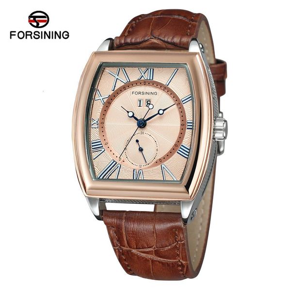 

researching 2019 new men mechanical automatic watches leather band men wristwatch clock presents relogio masculino dropship, Slivery;brown