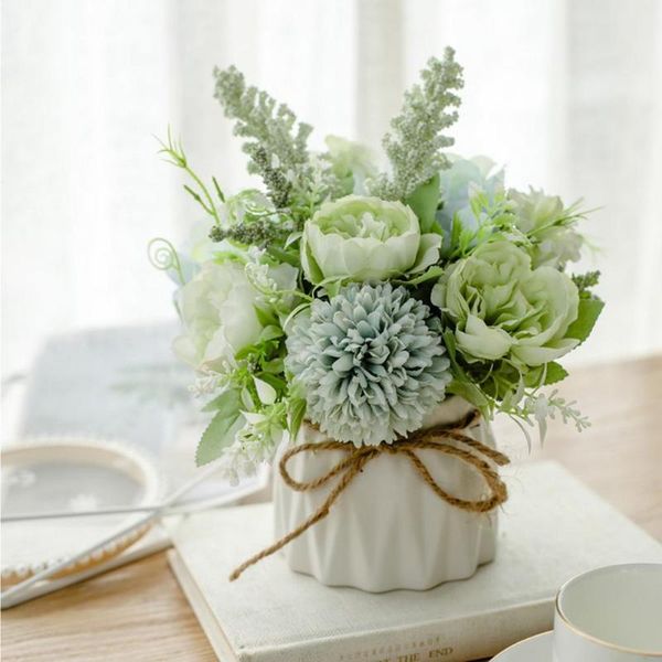 

vases artificial flower with planter ceramic flowers pot bouquet party decor home living room wedding table decoration fake