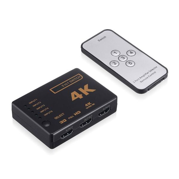 

set 5 port uhd 3d 4k 1080p -compatible splitter switch selector switcher hub ir remote hdtv infrared wireless camera kits
