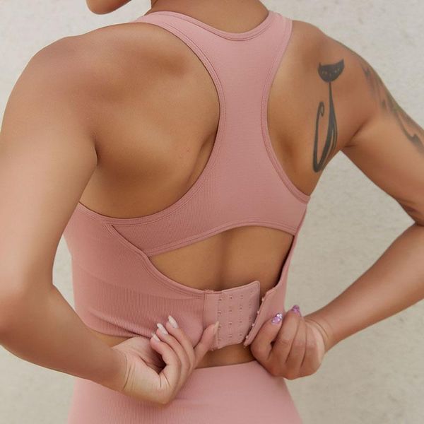 

gym clothing women seamless back buckle quick dry sports bra, White;black