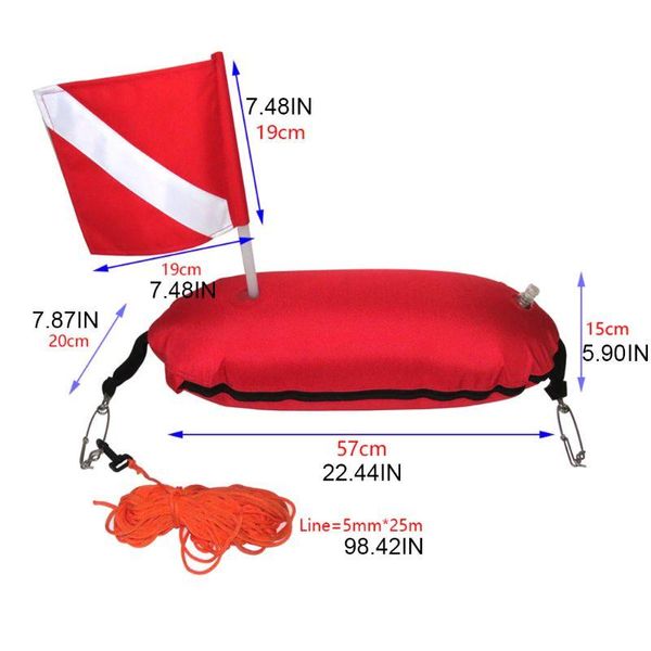 

fishing accessories nylon torpedo buoy float flag below diver scuba diving spearfishing dive sign with 25m line rope