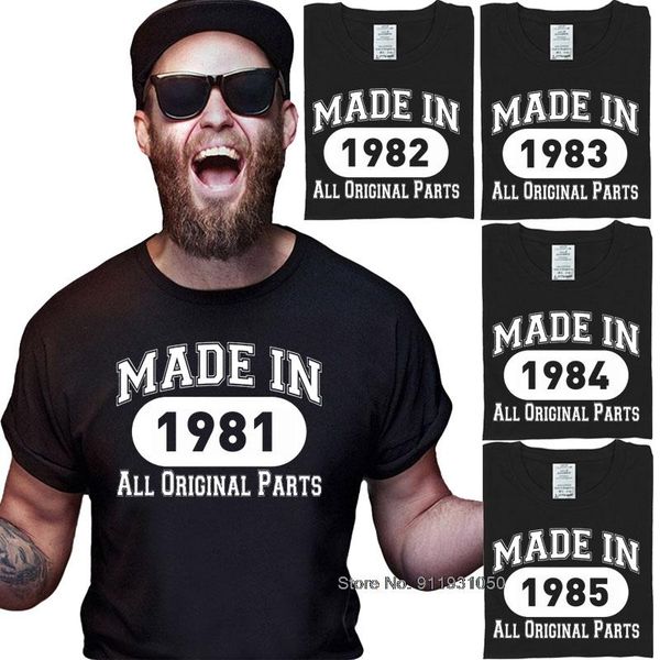 

men's t-shirts summer birthday 100% cotton t-shirt 36 37 38 39 40 years old anniversary gift made in 1981 1982 1983 1984 1985 graphic, White;black
