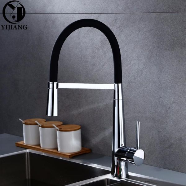 

kitchen faucets modern brass meterial rotatable black single hole sink faucet deck mounted gooseneck type water tap(yj-wt-005)