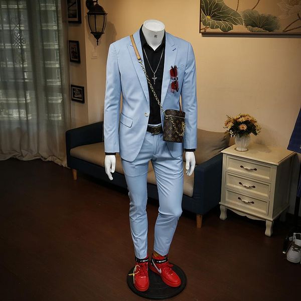 

men's suits & blazers xm geeki spring and summer business blue classic suit groom wedding casual, White;black