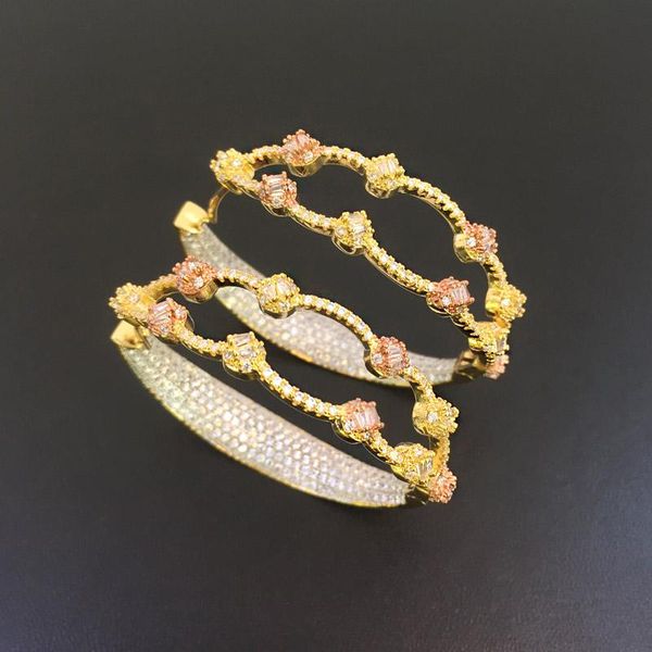 

lanyika fashion jewelry wave-like hollow micro inlay party earrings anniversary banquet daily gift hoop & huggie, Golden;silver