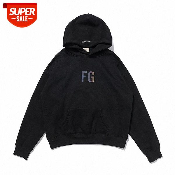 

fog laser reflective fg rich hoodie plus velvet cross-border #bu8t, Black
