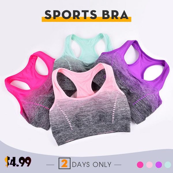 

gradient color women sports bra wireless comfy racerback fitness bras medium support with padding for yoga running workout gym clothing, White;black