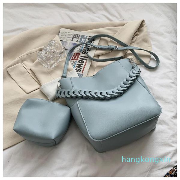 

evening bags fashion designer women bucket 2piece/set pu leather women's handbags casual ladies tote female shoulder crossbody 2021