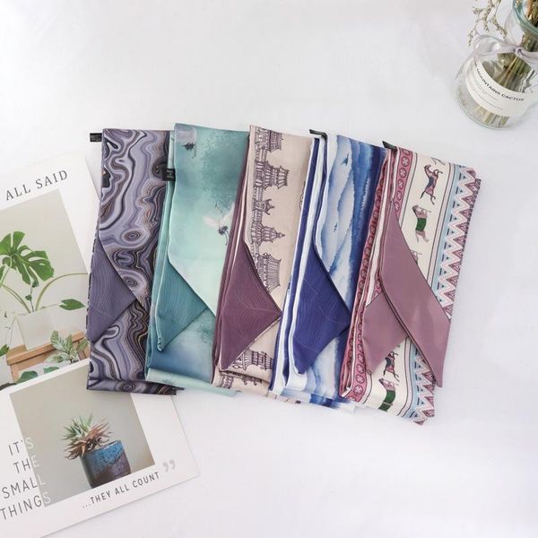 

scarves 2021 ins style simple fashion summer bag decorative clothing accessories korean version ribbon small scarf for women, Blue;gray