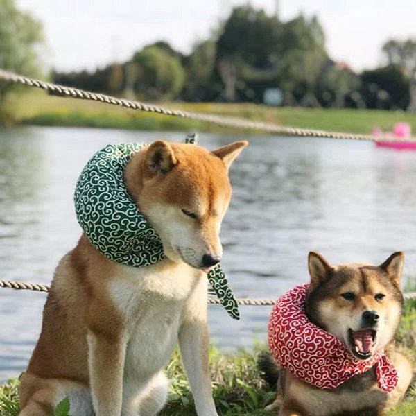 

japanese style pet cloth-wrappers shaped collar for dogs cats cute cotton filled scarf, novel grooming accessories dog collars & leashes