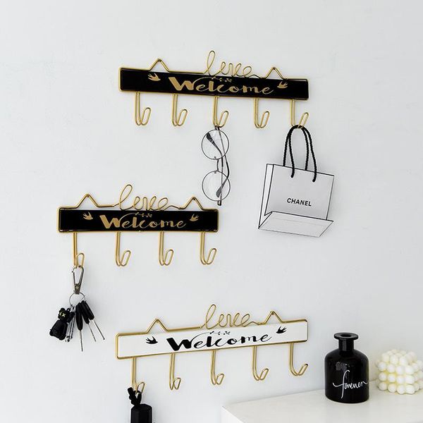 

hooks & rails iron art housekeeper on wall metal hook letter hanger keys holder hanging for living room home decoration accessories