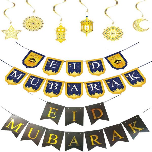 

eid mubarak banner for ramadan muslim party spiral ornament decoration banners home decor