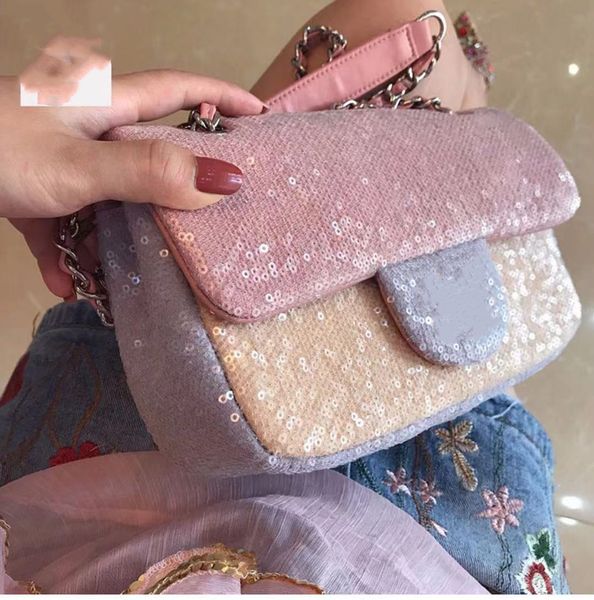 

spoof small sweet wind sequins handbags bag web celebrity with chain oblique cross one shoulder pack is so neat quality hardware does not fa