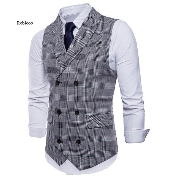 

men's vests business vest clothing male jacket casual men england suit with pockets outerwear spring autumn, Black;white