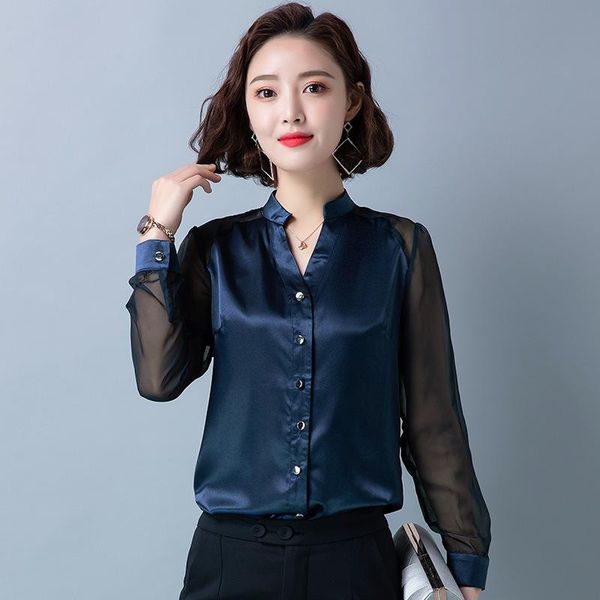 

women's blouses & shirts women long sleeve casual shirt office lady slim, White