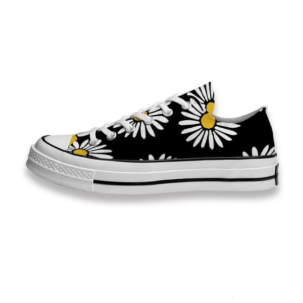 

custom printed sho cute white daisy sneakers low mens womens skateboard sport footwear diy trainers canvas casual shoe