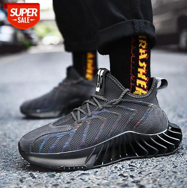 

korean version of flying woven mesh men's shoes, thick-soled increased daddy casual shoes #on8s