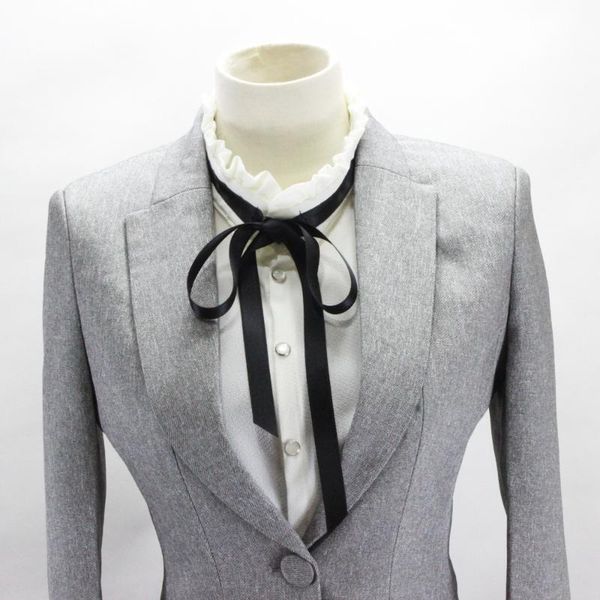 

bow ties women ruffles stand fake collar bowknots shirt bouse false collars party formal neck detachable tie decorative, Black;gray