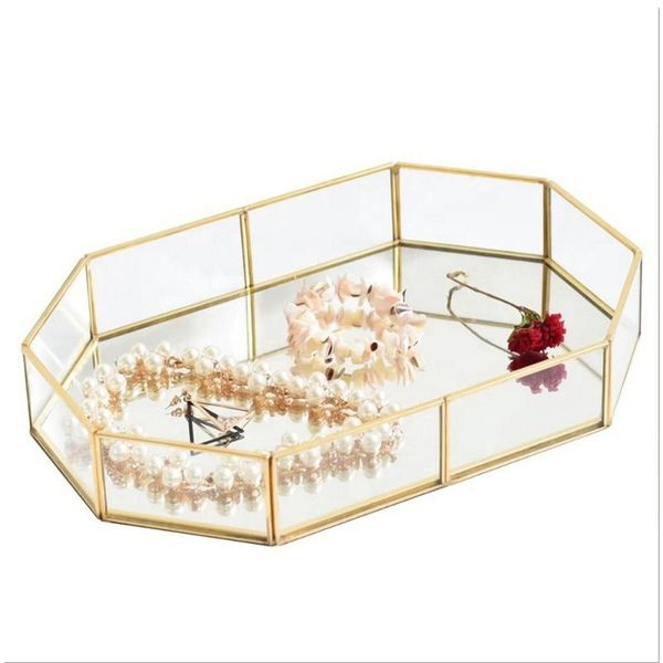 

kitchen storage & organization bathroom gold glass mirrored vanity tray