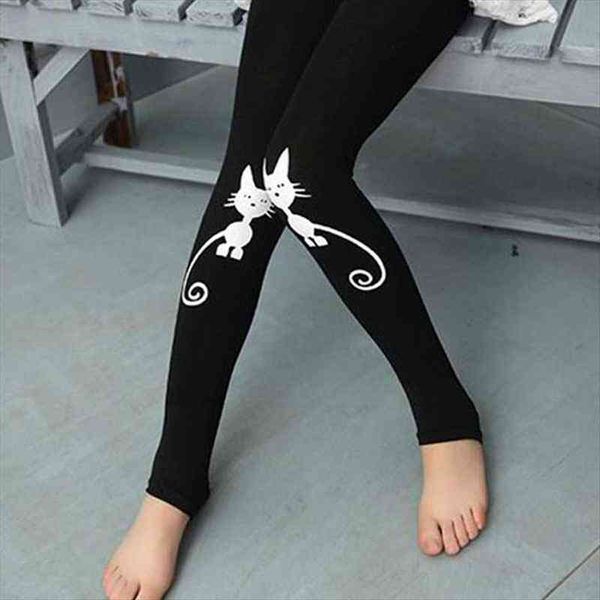 

girls leggings spring dancing foot pants elastic force legging for girls clothes cartoon cat, Blue