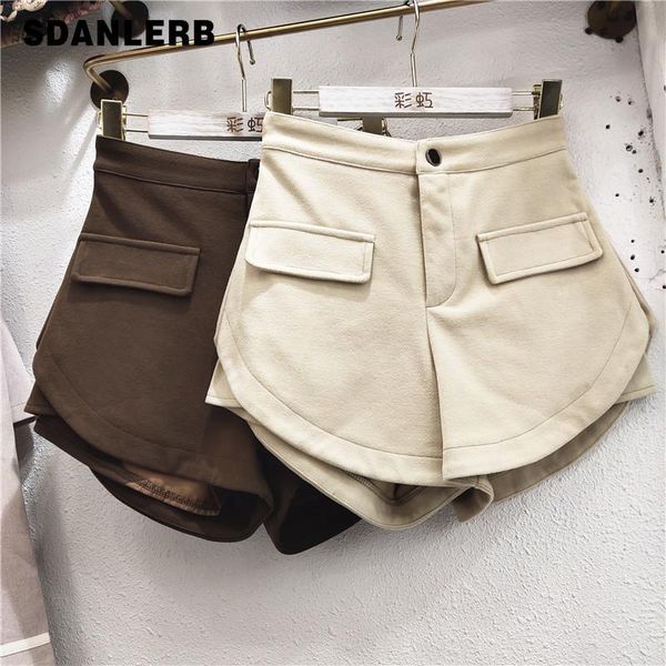 

women's shorts autumn and winter fashion slim fit wide leg short pants all-matching solid color outer wear bootcuts, White;black
