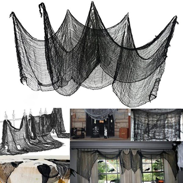 

party decoration s black halloween creepy gauze large grid yarn cloth door house decor gothic props