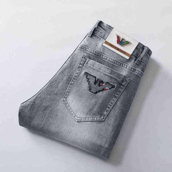 

spring 2021 and summer thin men's jeans korean version nostalgic color elastic small feet slim aj, Blue