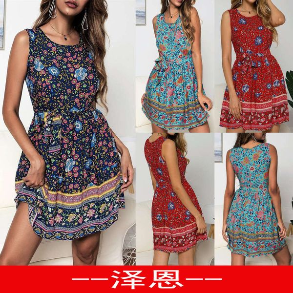 

women's fashion casual printed zipper round neck dress, Black;gray