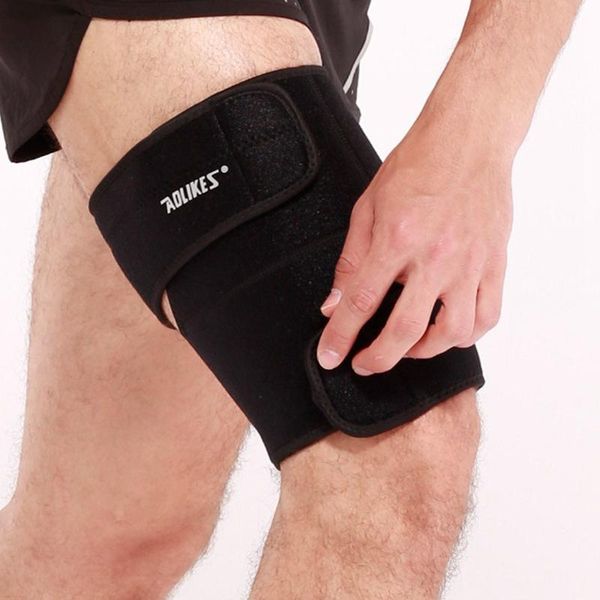 

elbow & knee pads adjustable outdoor thigh guard elastic compression protector upper leg sleeve cover wrap climbing running sportswear acces, Black;gray