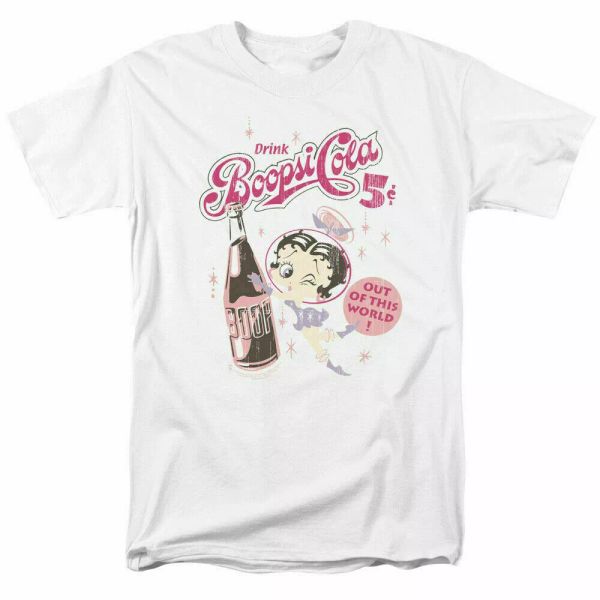 

Betty Boop Boopsi Cola T Shirt Mens Licensed Cartoon Merchandise Classic White, White;black