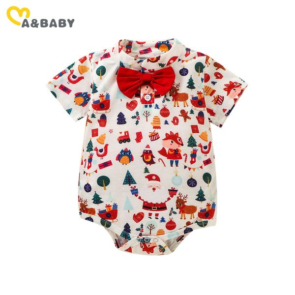 

0-24m christmas born infant baby boy romper cute bow gentleman toddler clothes suit cartoon deer xmas jumpsuit 210515, Blue