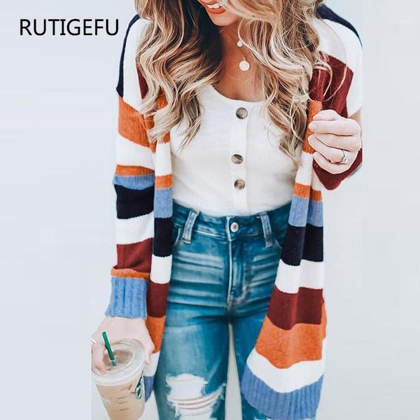 

sweater cardigan striped knit jacket autumn winter women's fashion casual1, White;black