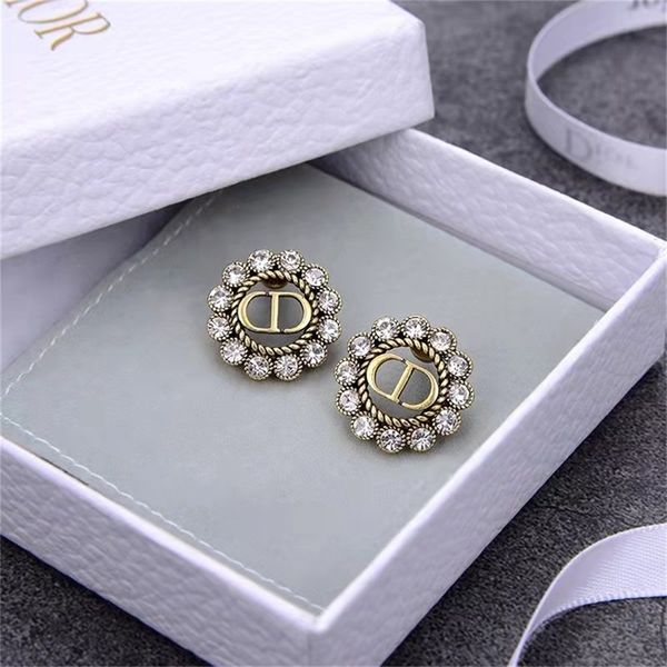 

87% off wholesale shop home high version round full diamond hollowed out earrings female used earrings, Golden