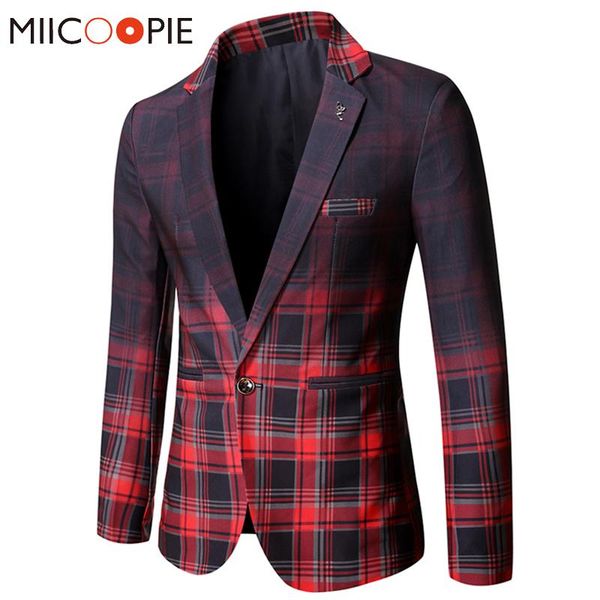 

men's suits & blazers asian size korean party wedding colorblock plaid single button slim fiit male dress suit jackets terno masculino, White;black