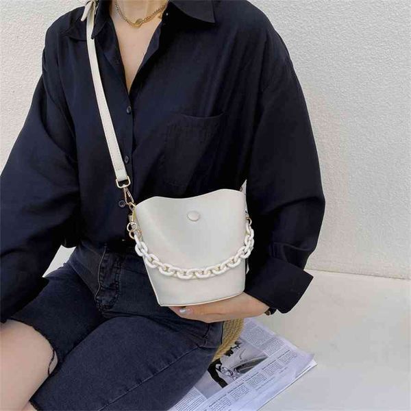 

women 2021 new fashion korean women's single shoulder messenger simple chain portable bucket bag
