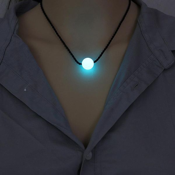 

red rope chain necklace creative luminous stone pendant necklaces glow in dark lucky beard for women men birthday gift party favor