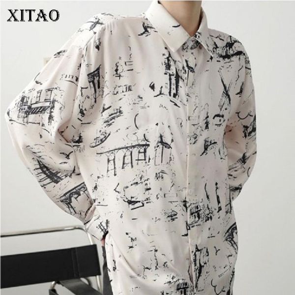 

women's blouses & shirts xitao print pattern shirt women 2021 autumn fashion style temperament all match turn down collar full sleeve b, White