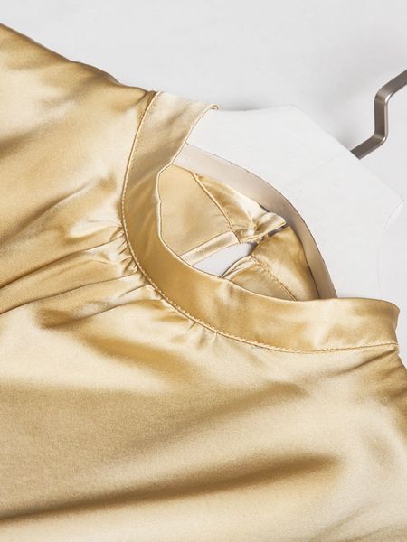 

dress heavy 2021 collar long solid silk young model, Black;gray